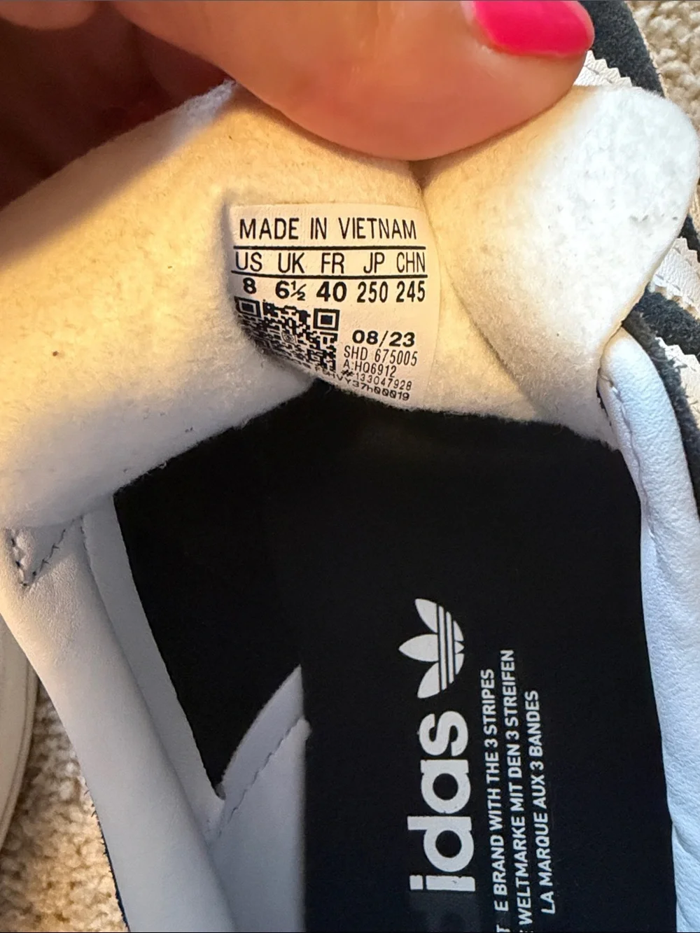 adidas Black Suede Sneakers with White Stripes and Cream Sole